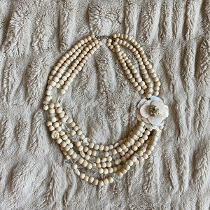Anthropologie Beaded Flower Beach Necklace